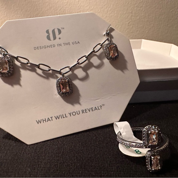 🤎 Smokey Topaz CZ Necklace & Ring Set – Hematite Plating – Bomb Party ✨ - Picture 10 of 10